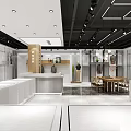 Modern Clothing Store Interior With Display Racks Fitting Mirrors Cashier Counter And Lighting Design