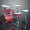 Professional Red Complete Drum Set With Multiple Drums Cymbals And Stainless Steel Hardware