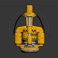 Yellow Industrial Mechanical Device With Control Unit And Extended Arm 3d model