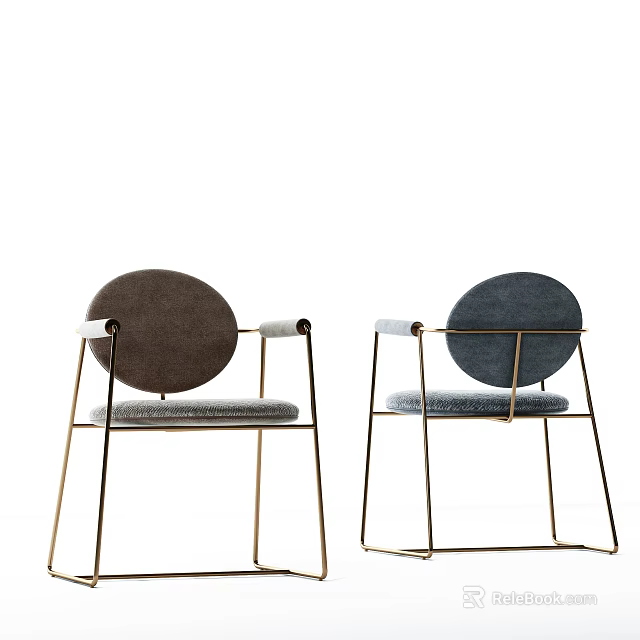 Modern Accent Chairs With Round Backrest Upholstered Seat And Gold Metal Frame 3d model 
