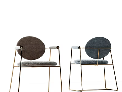 Modern Accent Chairs With Round Backrest Upholstered Seat And Gold Metal Frame 3d model