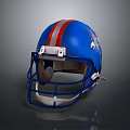 High Quality Blue Football Helmet With Red Stripe And Team Logo Design