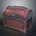 Vintage Wooden Chest With Brown Blue Accents Metal Lock And Textured Surface