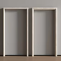 Two White Door Arches Standing Against Grey Wall With Wooden Floor