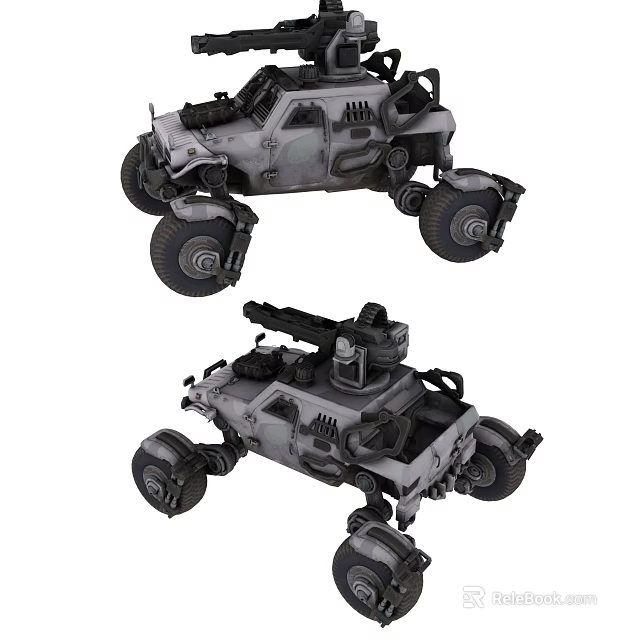 Armored Multi Wheeled Utility Vehicle With Weapon System And Rugged Design 3d model 