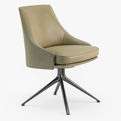 Modern Leather Office Chair With Swivel Base And Ergonomic Armrest Design 3d model