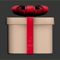 Elegant Decorative Beige Gift Box For Home Decor With Red Ribbon And Pink Bow