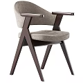 Modern Leisure Accent Chair With Dark Wood Arms Legs Light Gray Fabric Upholstered Seat Backrest