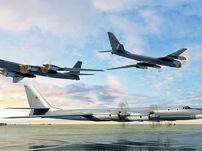 Fighter Jets Flying in Formation Over Blue Sky With White Clouds 3d model