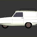 Classic Small Silver Van Featuring Roof Rack Retro Design And Shiny Reflection On Dark Surface 3d model