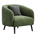 Beige Modern Single Sofa with Dark Gray Cushion and Wooden Legs