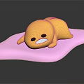 Cute 3D Yellow Egg Yolk Creature Lying On Pink Base With Sad Expression 3d model