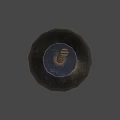 Single Black Bomb Weapon With Spiral Fuse Isolated On Dark Background