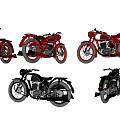 Vintage Red and Black Motorcycles in Retro Style Classic Collection