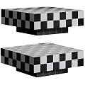 Stylish Black And White Checkerboard Marble Square Coffee Table For Modern Living Room Interior Decor