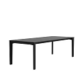 Modern Minimalist Rectangular Dining Table With Black Smooth Surface And Slim Wooden Legs 3d model