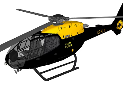 Yellow And Black Elite Police Helicopter With Registration Number 25 OW 3d model