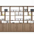 Wooden Display Shelf with Multiple Storage Shelves and Cabinet Doors for Home Decor Organizing Items