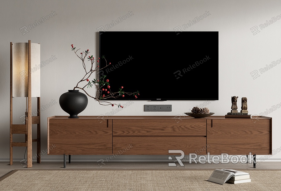 New Chinese TV Cabinet TV Vase Decoration Floor Lamp model