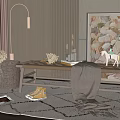 Nordic stool sofa stool 3d model