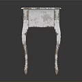 Vintage White Distressed Desk With Three Drawers And Curved Legs