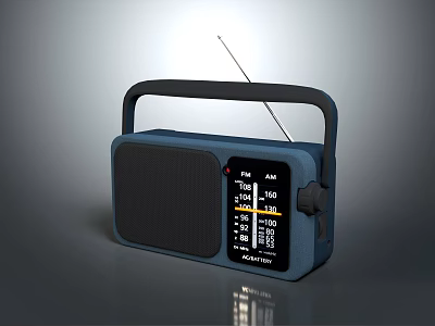 Classic Portable Headphone Speaker Radio With FM AM Bands Handle And Display Screen 3d model
