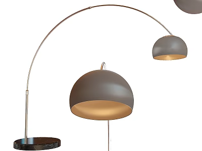 Modern Arched Floor Lamp With Two Gray Shades Black Base And Warm Light 3d model