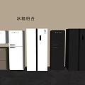 Refrigerators And Freezers Combination With Various Styles And Colors 3d model