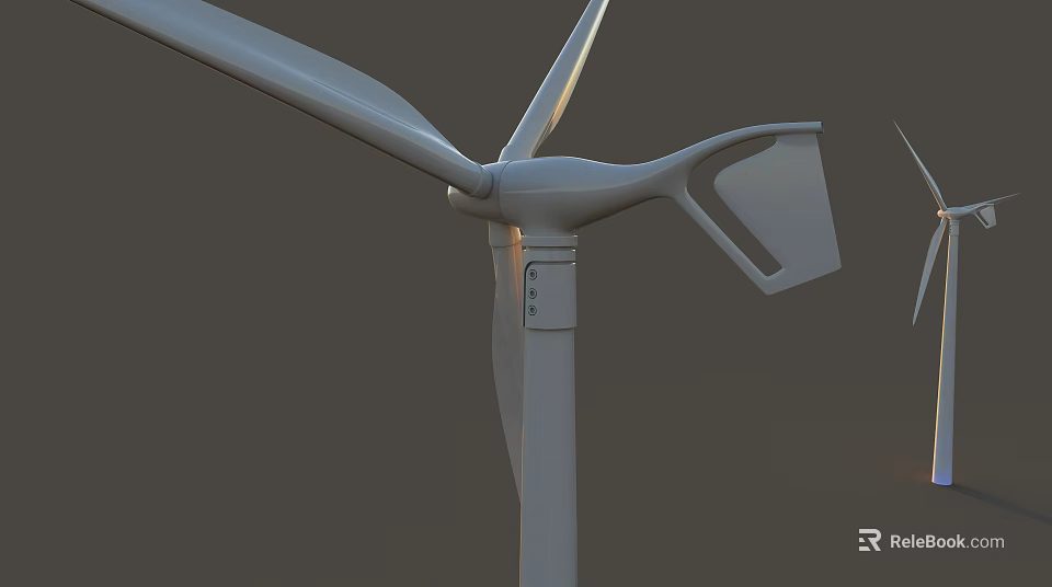 Sleek Wind Turbine Components With Aerodynamic Rotor Blades And Hub Structure 3d model