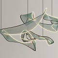 Modern Sculptural Curved Chandelier With Flowing Ribbon Like LED Light Structure