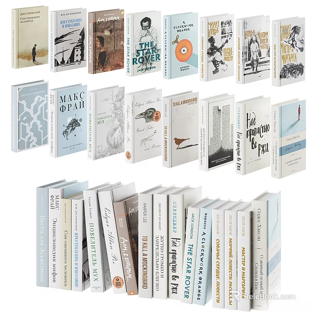 Assorted Books And Magazines With Diverse Cover Designs And Various Literary Themes Arranged Neatly 3d model 