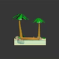 Tropical Natural Scene With Palm Trees Small Boat Calm Water And Rocks
