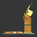 Golden Decorative Fountain Structure With Arched Top Eye Elements And Circular Water Basin