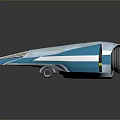 Two Futuristic Blue Streamlined Transport Units With Metallic Finish And Central Panel