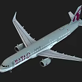 Qatar Airways Commercial Airplane With Maroon Logo And Gray Livery Design