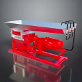 Red And Silver Industrial Machine With Hopper Base Motor And Black Pipes