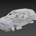Abandoned Gray Hatchback Car With Rusty Body And Missing Wheels 3d model