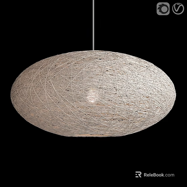Modern Woven Circular Pendant Light with Light Colored Textured Design 3d model