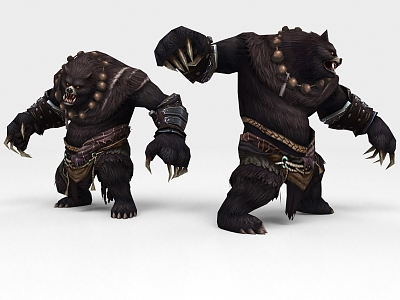 Modern game character black bear spirit beast game character model