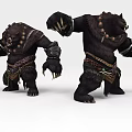 Furry Bear Like Game And Movie Character With Necklace Armor Bracers Sharp Claws Different Postures