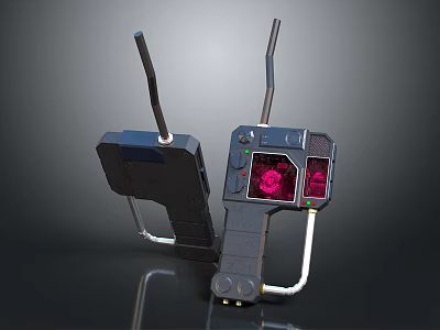 Handheld Digital Communication Device With Antenna Red Display And Black Body Design 3d model