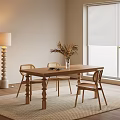 Quiet Dining Table and Chair Combination Dining Chair Floor Lamp Single Chair 3d model