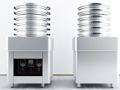 Stainless Steel Commercial Kitchen Appliances With Multi Layer Steamer And Control Panel 3d model