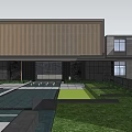 Modern High rise Residential Building Exterior With Central Entrance And Green Landscaping