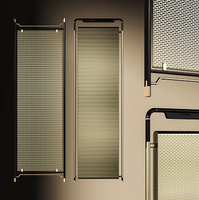 Modern Decorative Screens With Grid Pattern Textured Panels And Sleek Frames Design 3d model
