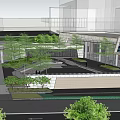 Modern Garden Landscape Design with Green Plants Modern Architecture and Paved Walkways