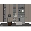 Modern Study Bookcase Manager's Room Bookcase Bookshelf Desk Writing Desk Boss Desk Display Bookcase Book Ornaments 3d model