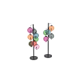 Colorful Spherical Glass Shade Floor Lamp With Black Stand And Multiple Orbs