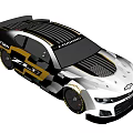 Chevrolet ZL1 Race Car With White Black Gold Livery Goodyear Tires And Aerodynamic Body Kit