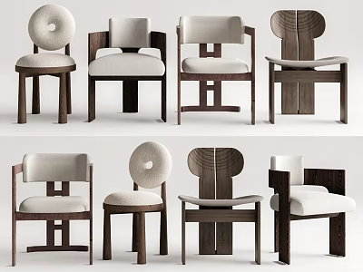 Modern Dining Chairs With Various Wooden Frame And Upholstered Backrest Design Styles 3d model